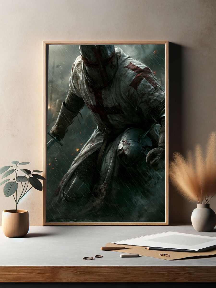 Crusader Knight Battle Poster. — room view 2