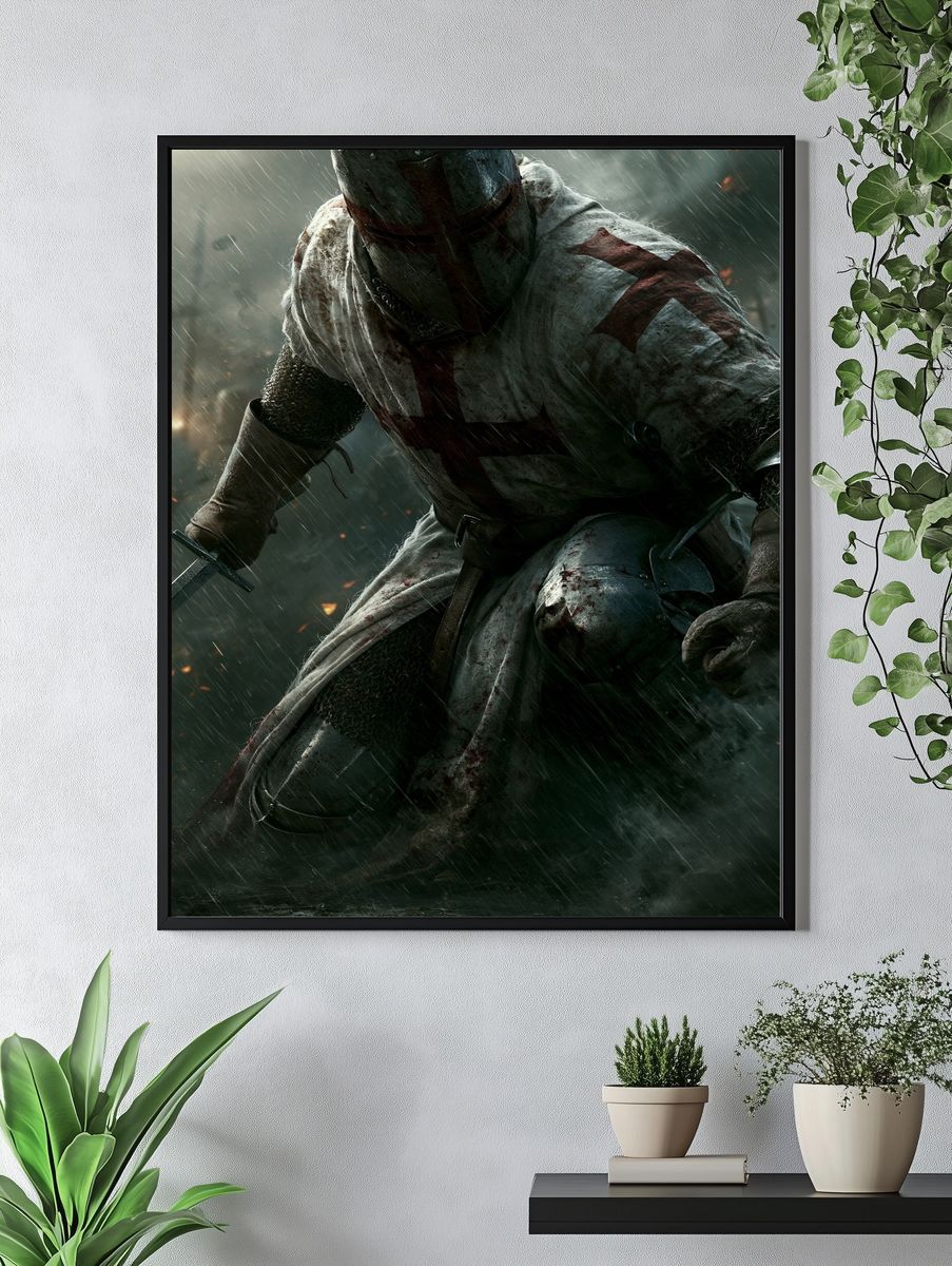 Crusader Knight Battle Poster. — room view 4