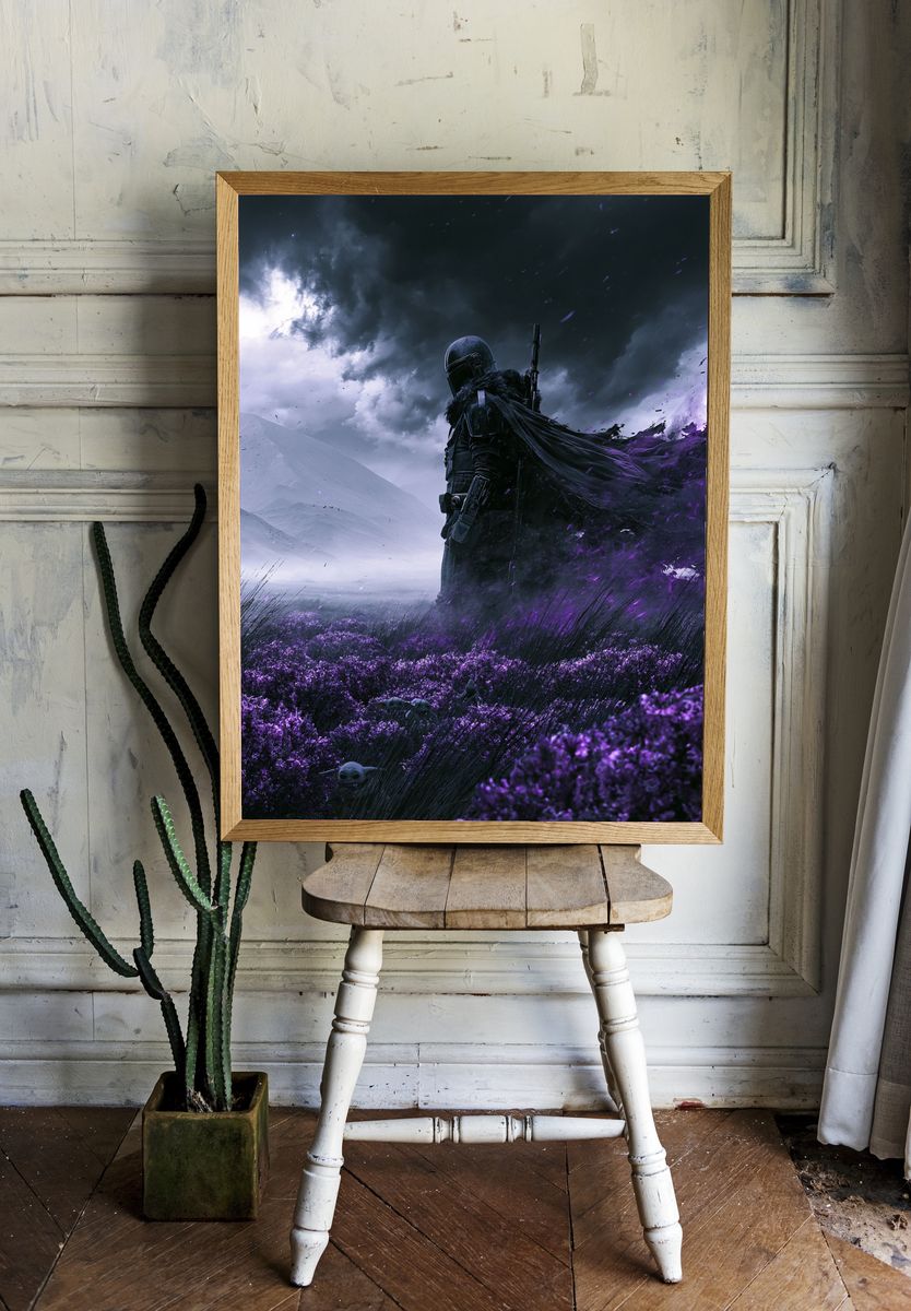Mandalorian in Purple Fields Poster. room preview