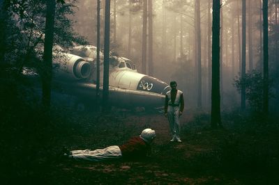 Forest Sci-Fi Crash Scene Poster.