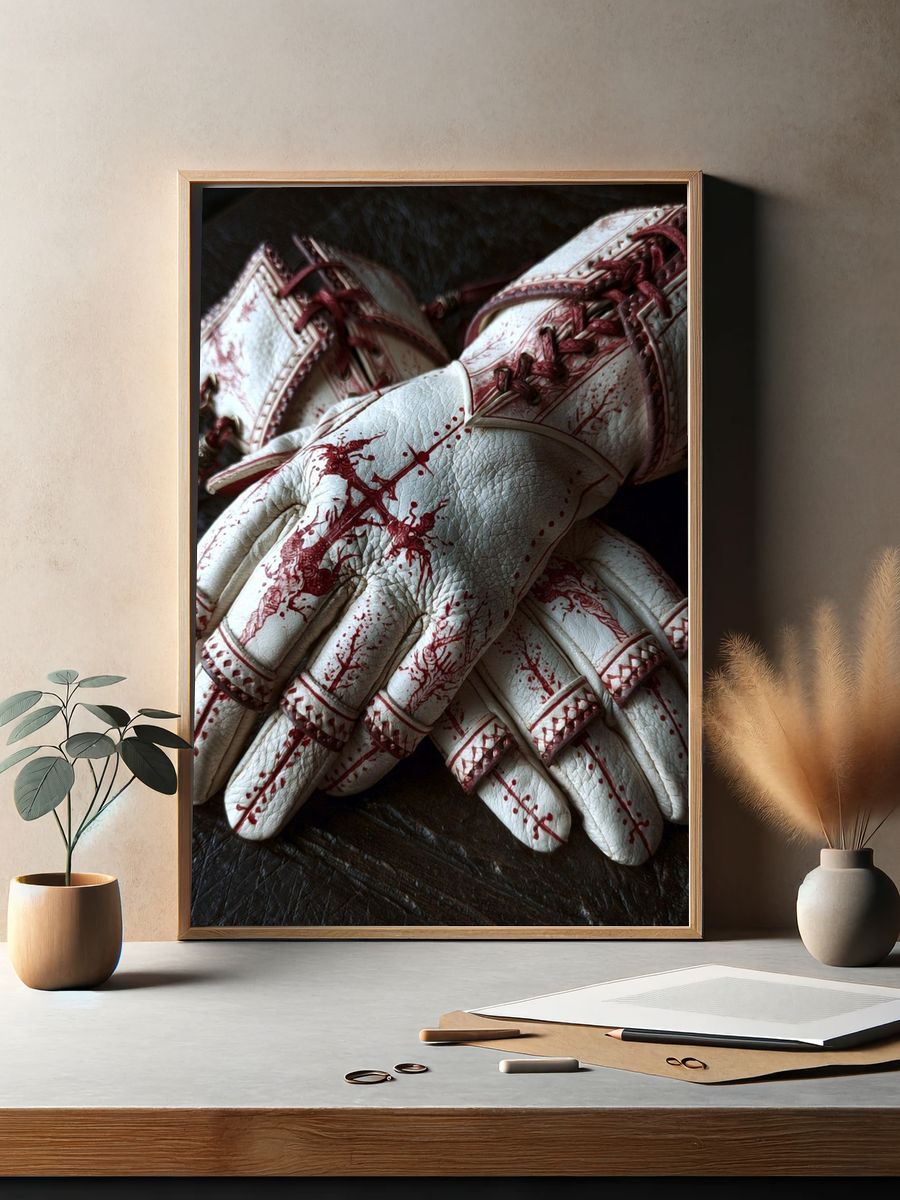 Bloody Gloves Horror Print. — room view 2