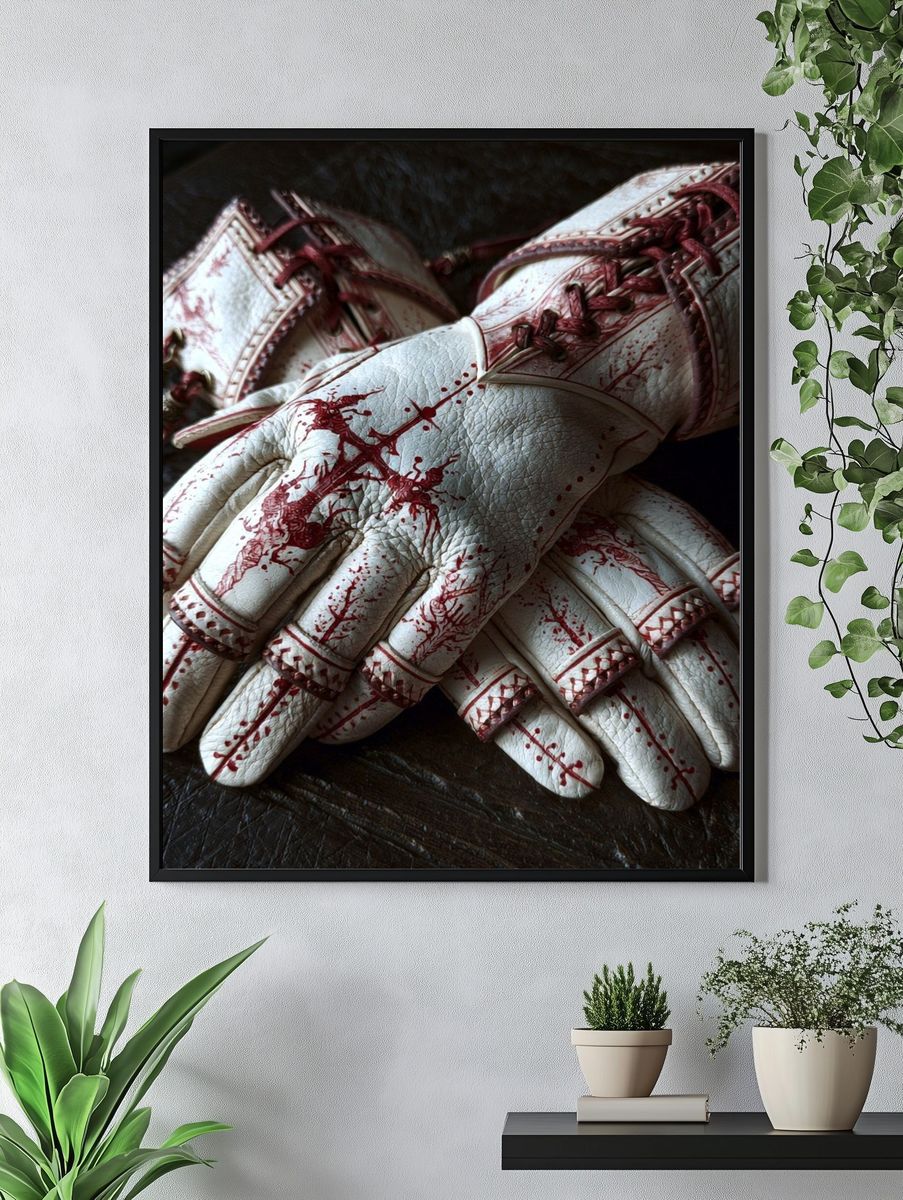 Bloody Gloves Horror Print. — room view 4