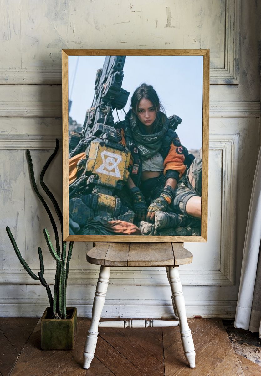Post-Apocalyptic Warrior Portrait Poster. room preview