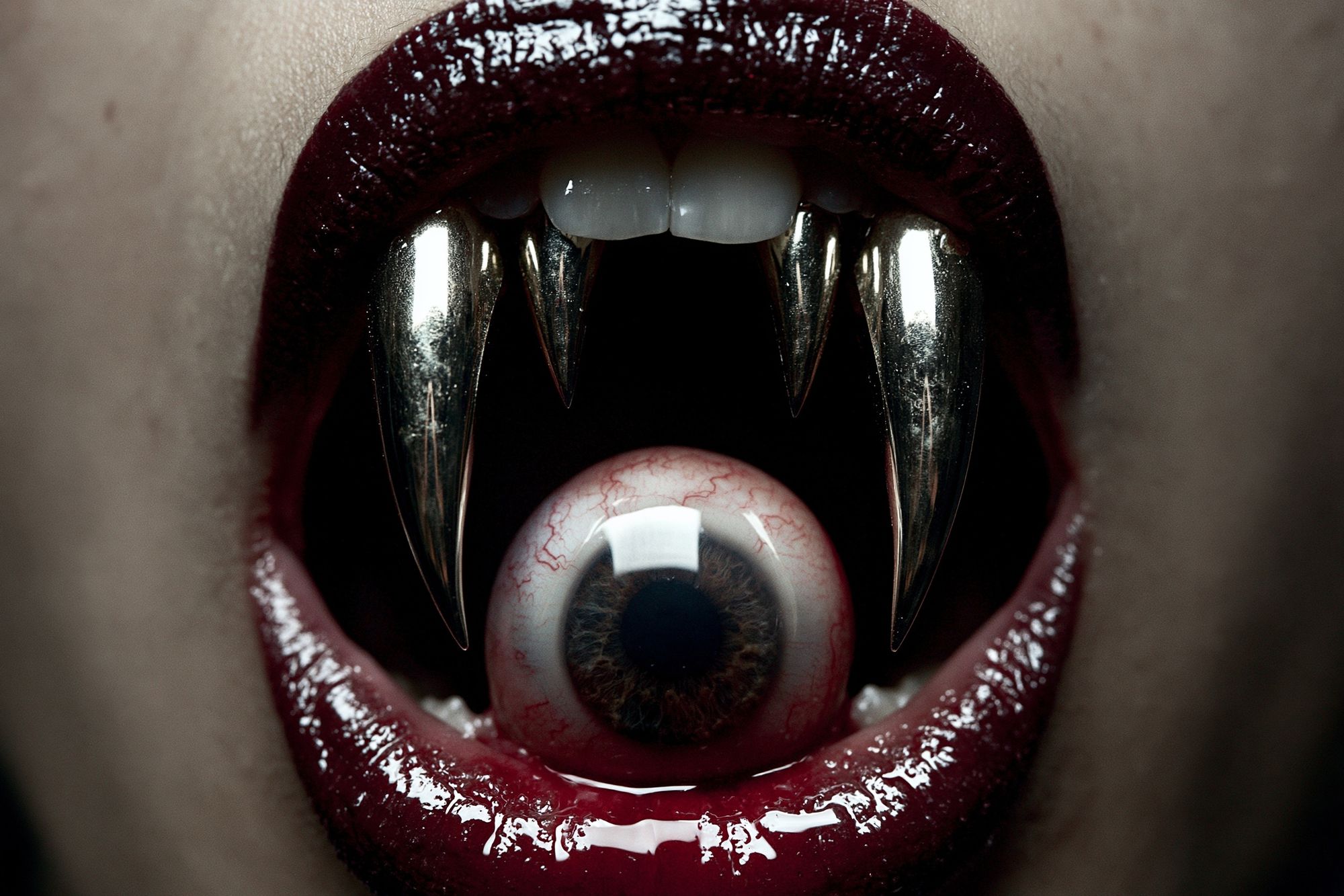 Vampire Mouth Horror Print. poster detail