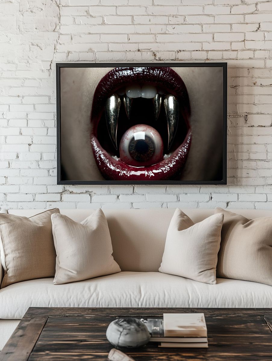 Vampire Mouth Horror Print. — room view 1