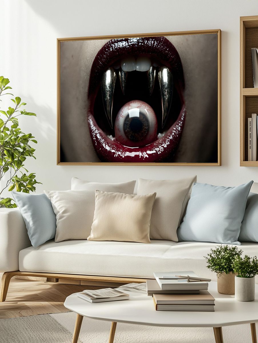 Vampire Mouth Horror Print. — room view 2