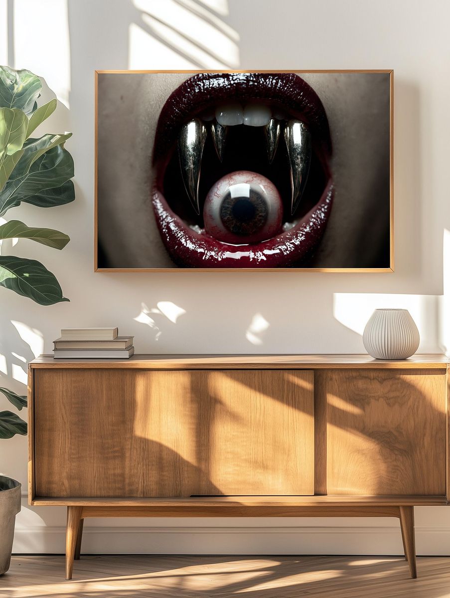 Vampire Mouth Horror Print. — room view 3