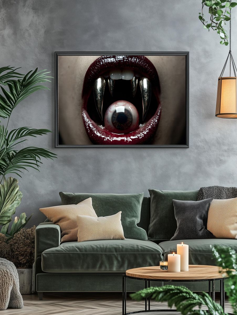 Vampire Mouth Horror Print. — room view 4