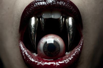 Vampire Mouth Horror Print. poster
