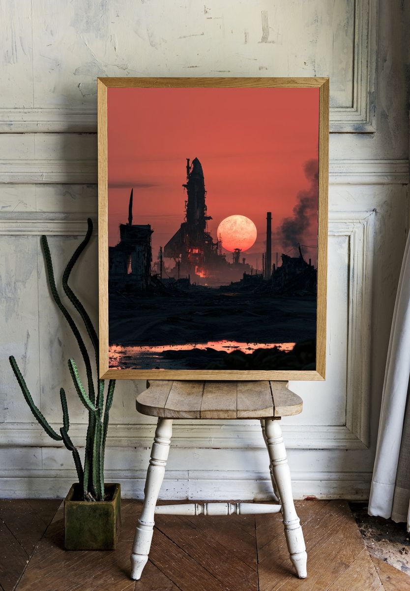 Dystopian Rocket Launch Poster. — room view 1