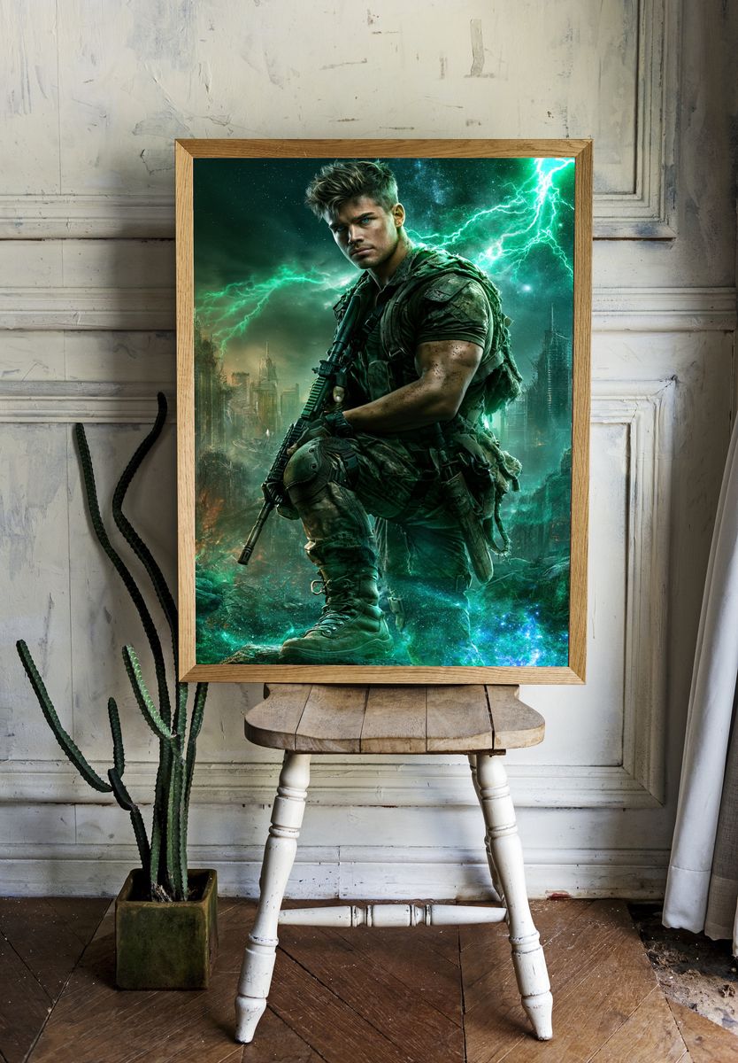Cyber Soldier Sci-Fi Poster. — room view 1