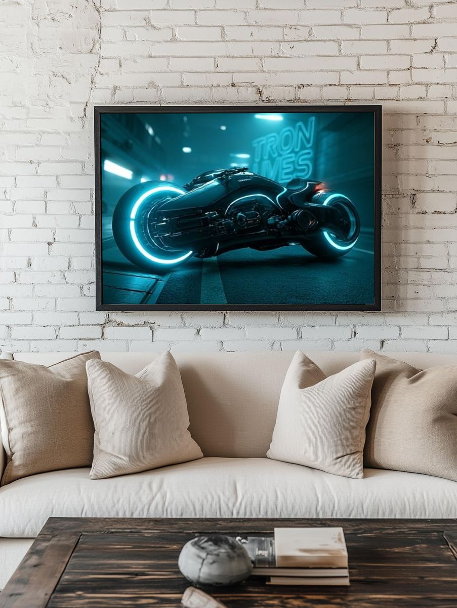 Tron Light Cycle Sci-Fi Poster. room preview