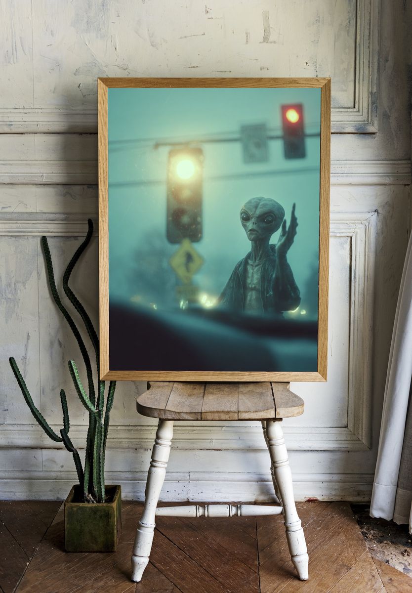Alien Encounter Sci-Fi Poster. — room view 1