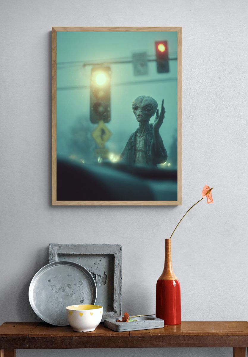 Alien Encounter Sci-Fi Poster. — room view 3