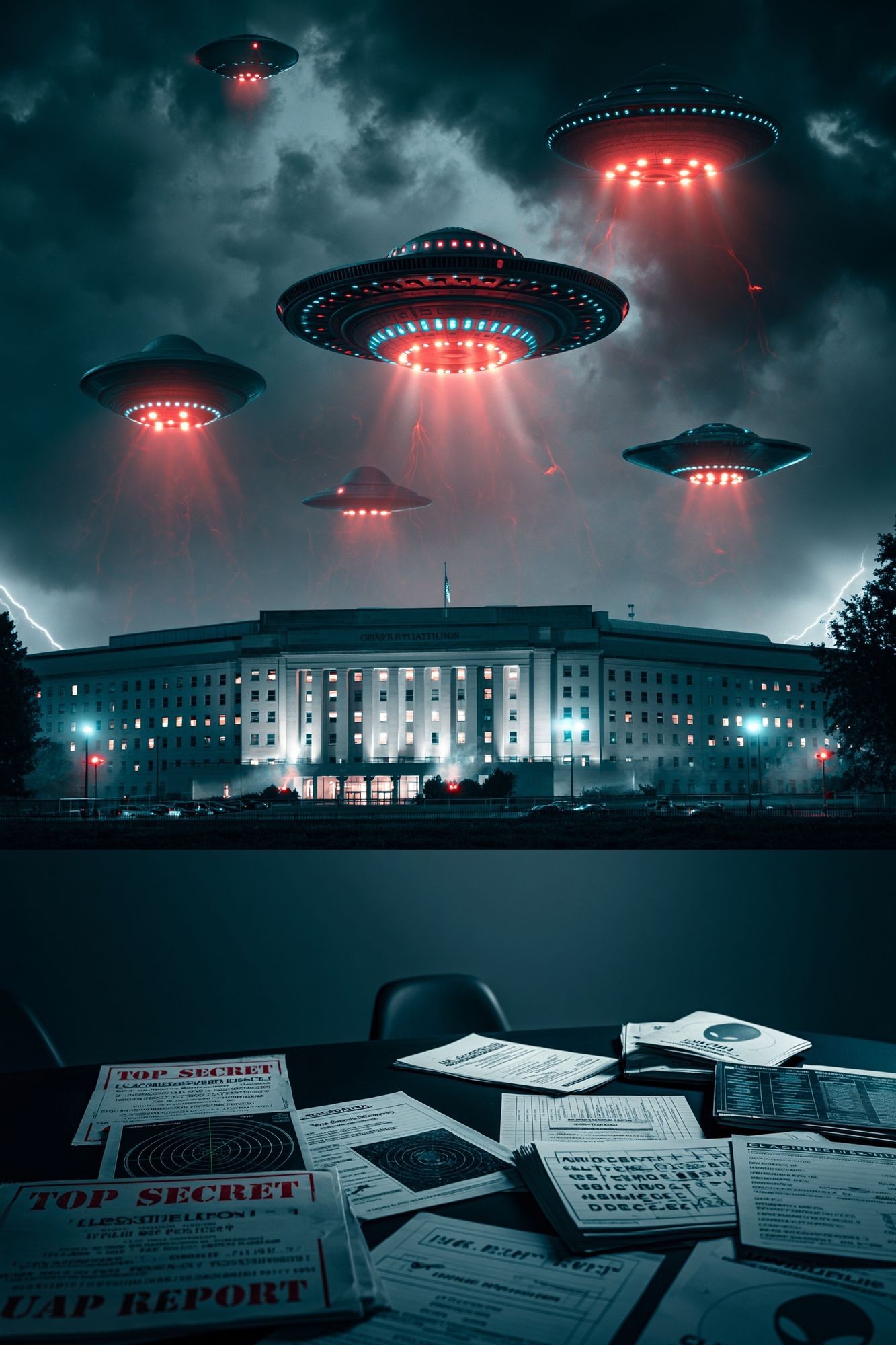 UFO Invasion Over Pentagon Poster. poster — movies art