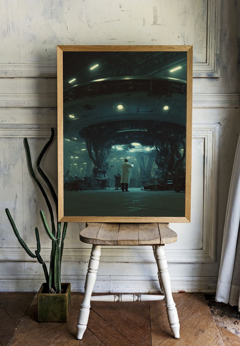 Alien Hangar Scene Sci-Fi Print. room preview