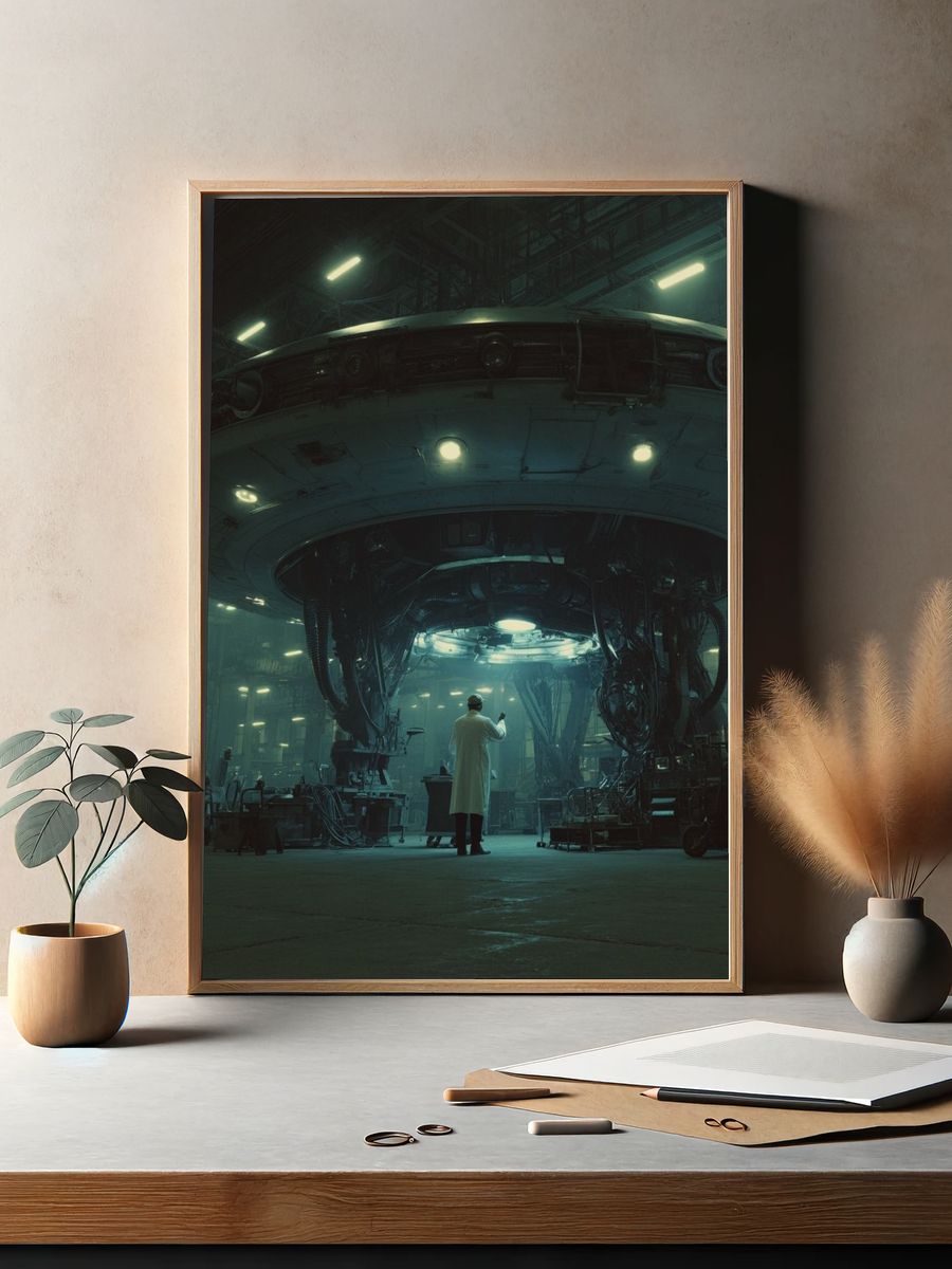 Alien Hangar Scene Sci-Fi Print. — room view 2
