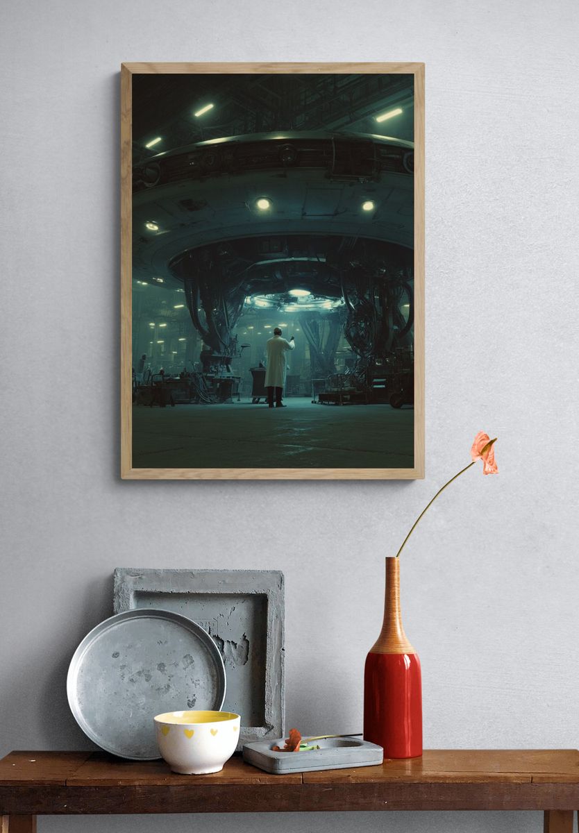 Alien Hangar Scene Sci-Fi Print. — room view 3
