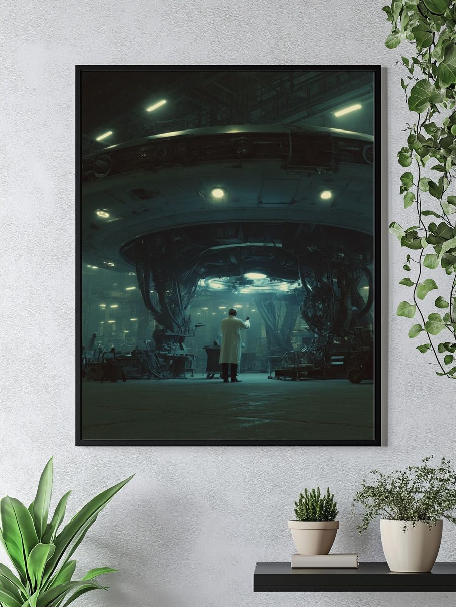 Alien Hangar Scene Sci-Fi Print. — room view 4