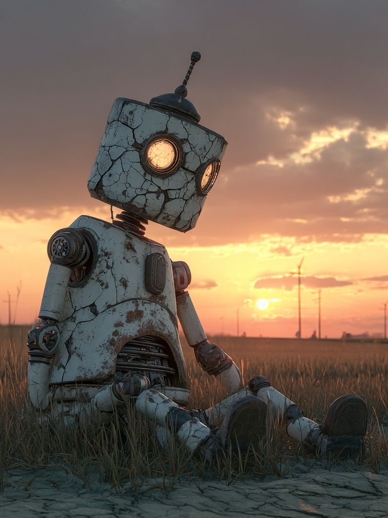 Rusty Robot at Sunset Poster. poster — movies art