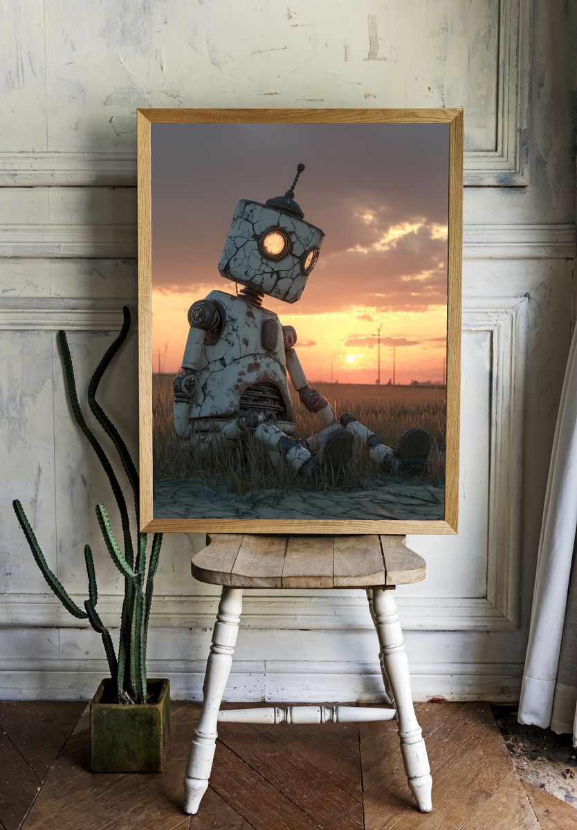 Rusty Robot at Sunset Poster. — room view 1