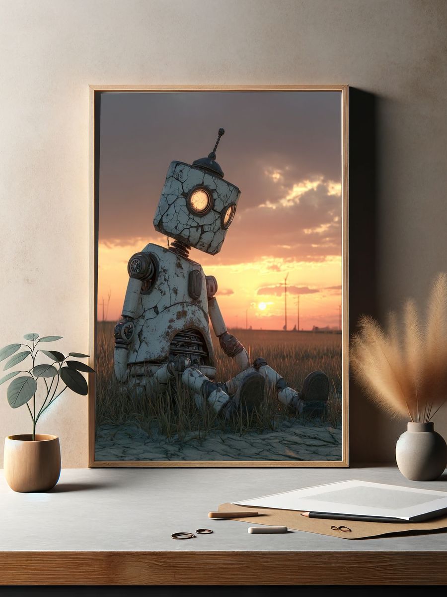 Rusty Robot at Sunset Poster. — room view 2