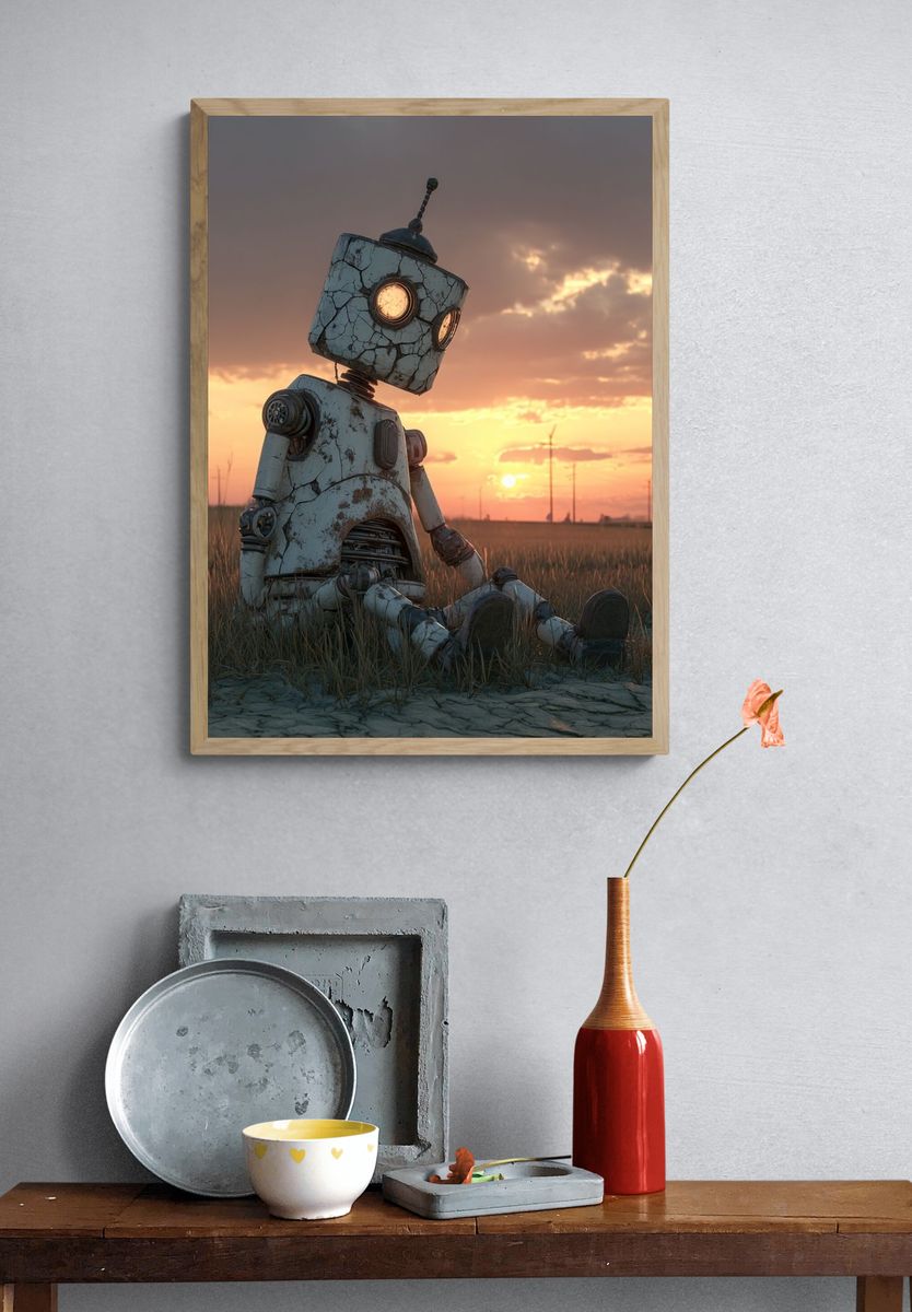 Rusty Robot at Sunset Poster. — room view 3