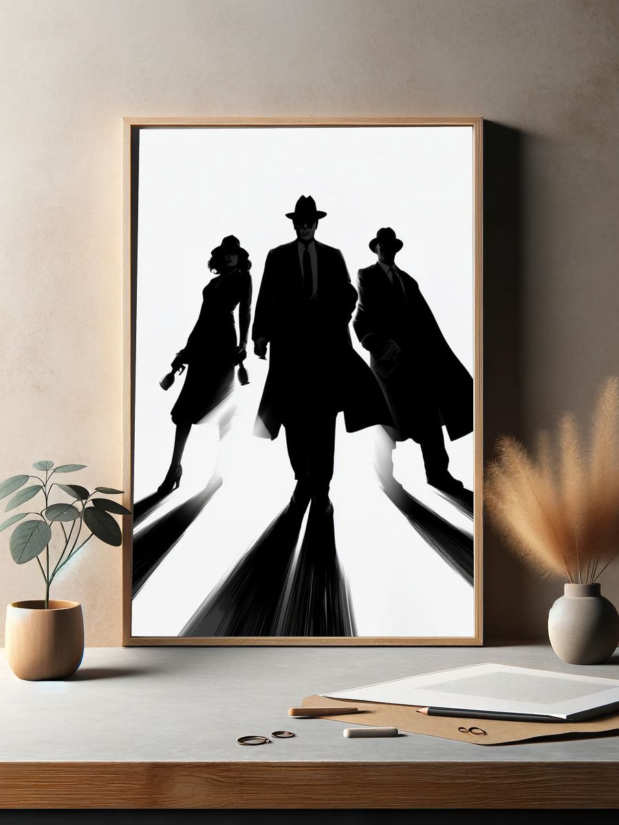Noir Gangster Silhouettes Poster. — room view 2