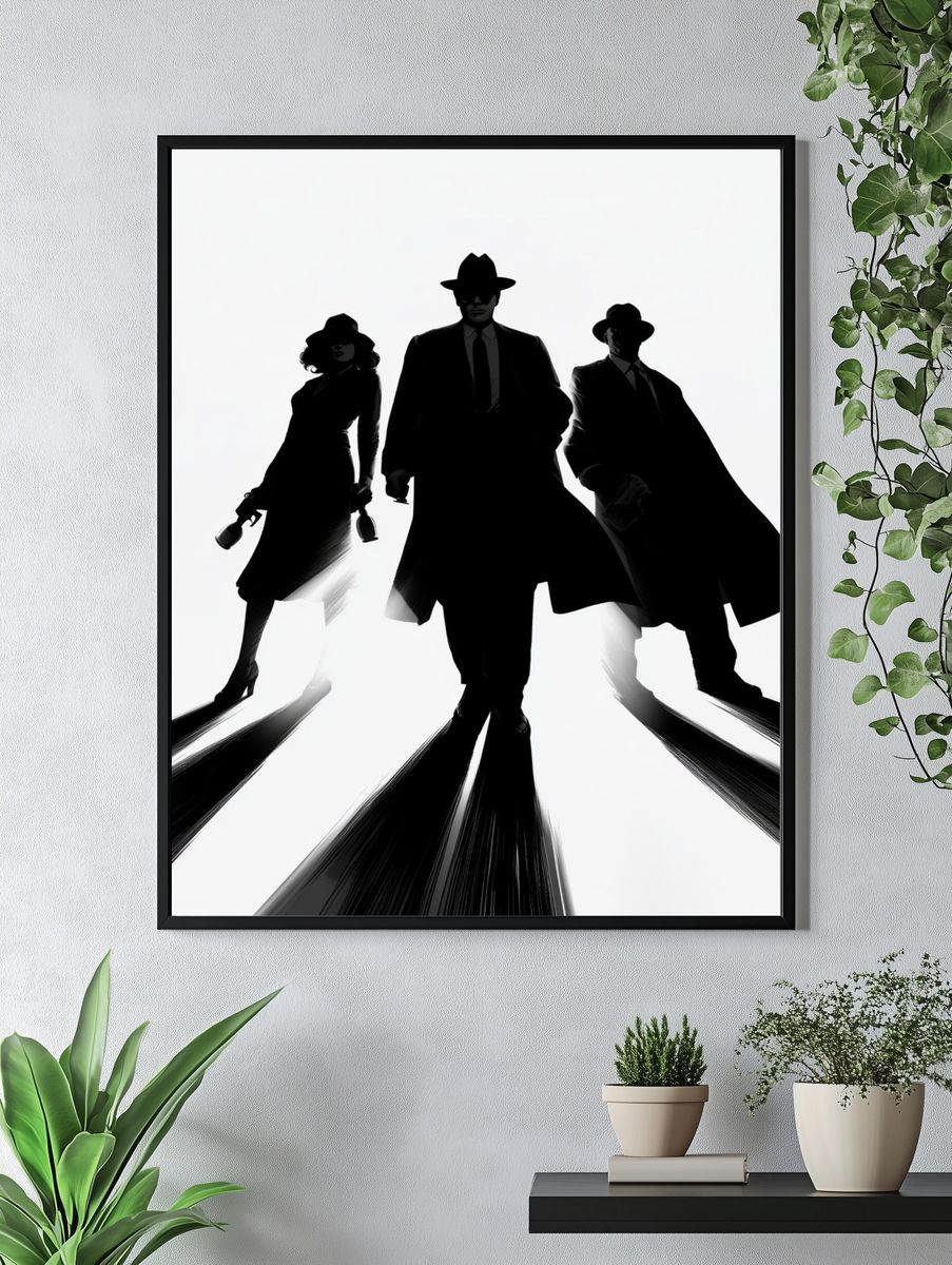 Noir Gangster Silhouettes Poster. — room view 4