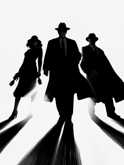 Noir Gangster Silhouettes Poster. poster