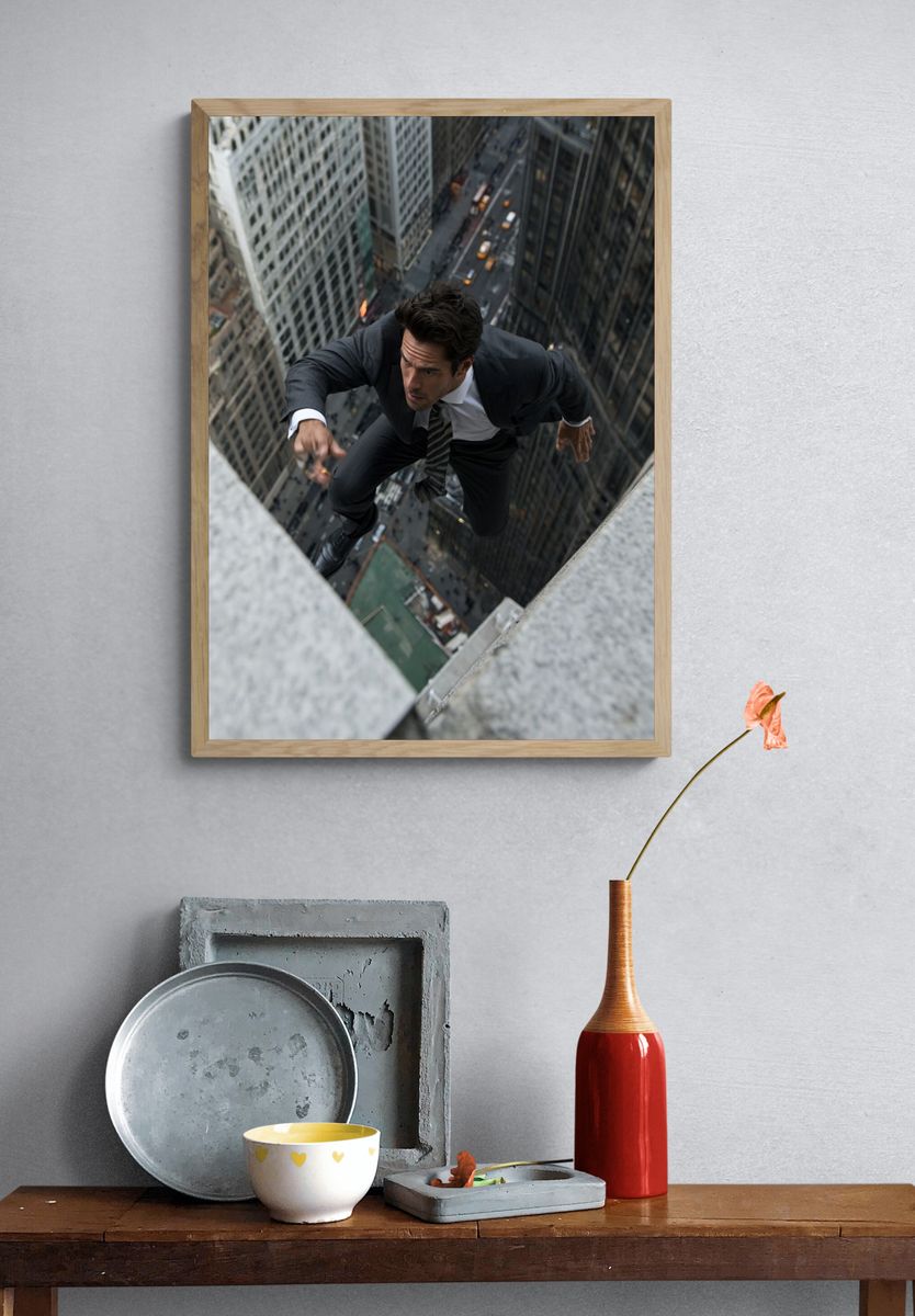 Man Scaling Skyscraper Action Poster. — room view 3