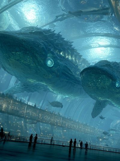 Underwater Whale Cityscape Sci-Fi Print