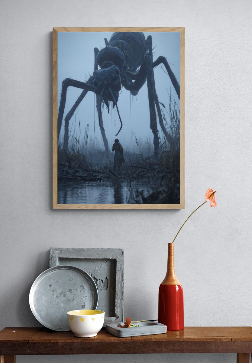 Giant Spider Encounter Horror Print. — room view 3