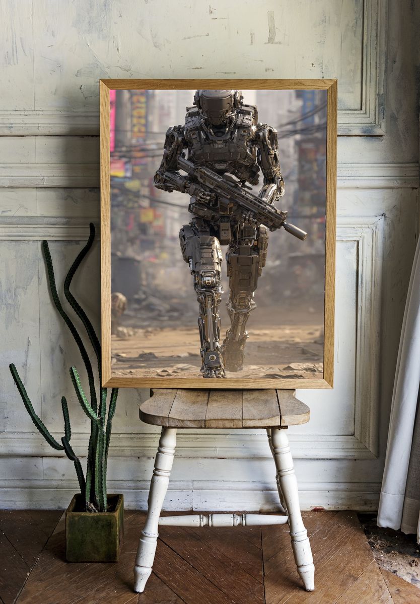 Armored Sci-Fi Soldier Poster. room preview