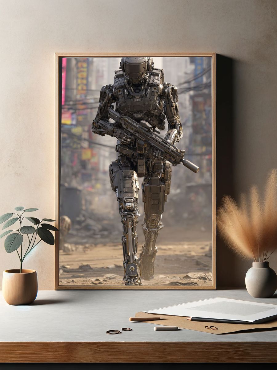 Armored Sci-Fi Soldier Poster. — room view 2