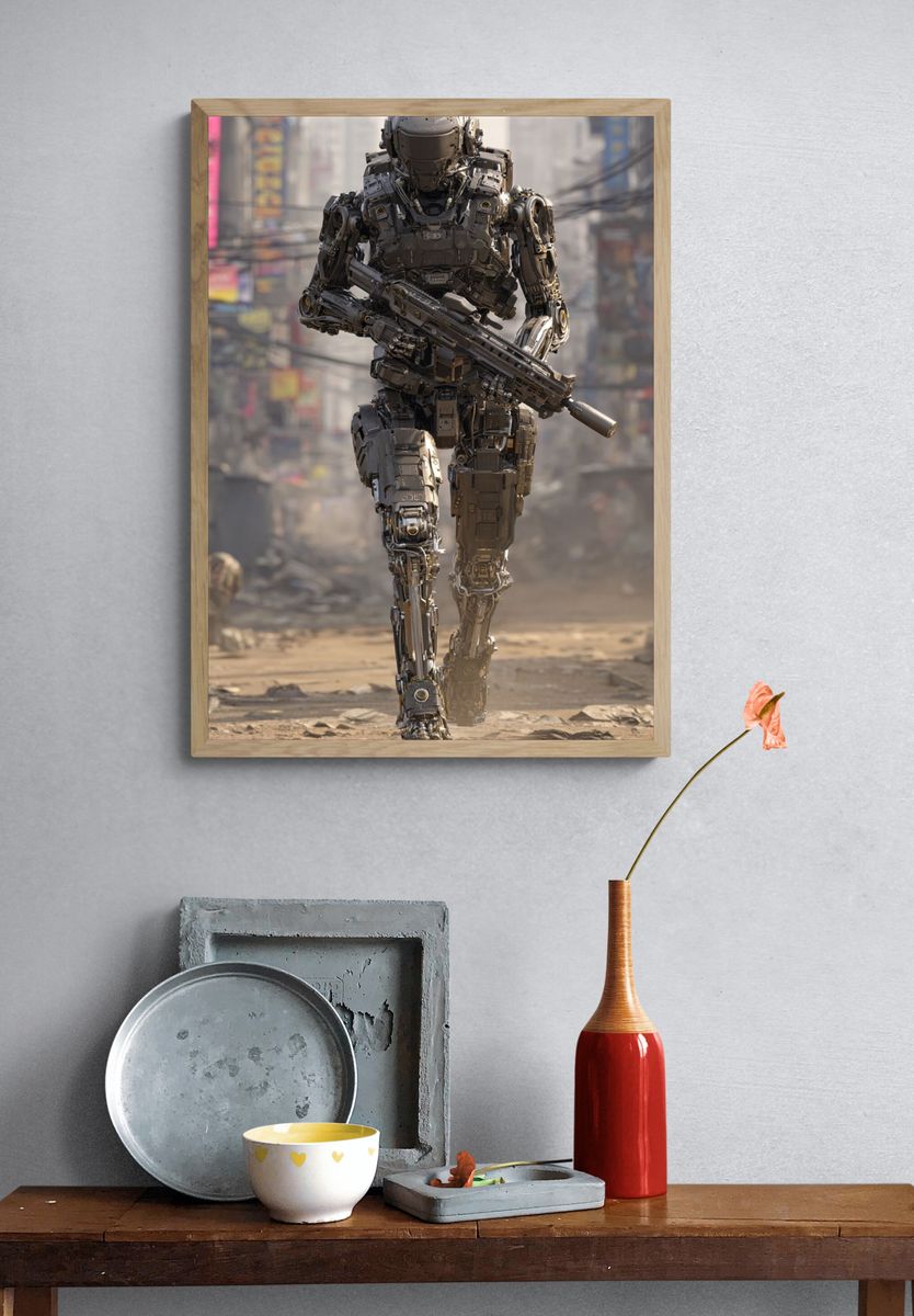 Armored Sci-Fi Soldier Poster. — room view 3