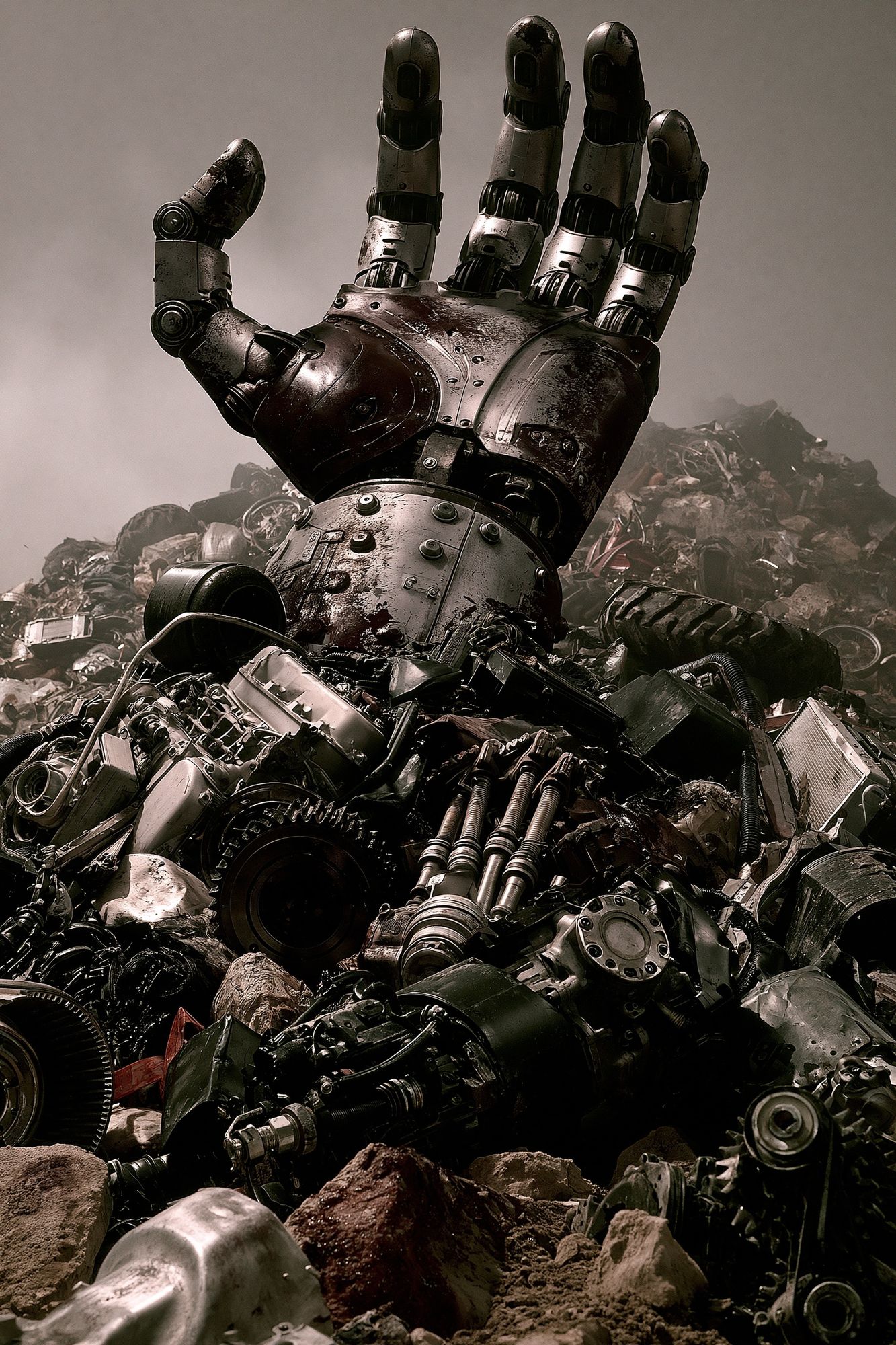 Robot Hand in Scrap Heap Poster. poster detail
