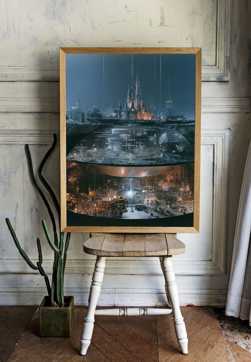 Futuristic Underground Cityscape Print. room preview