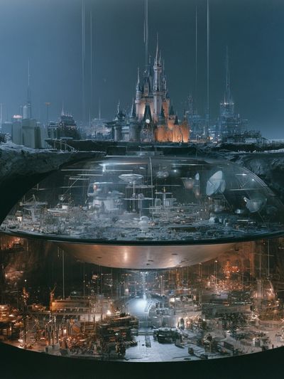 Futuristic Underground Cityscape Print.