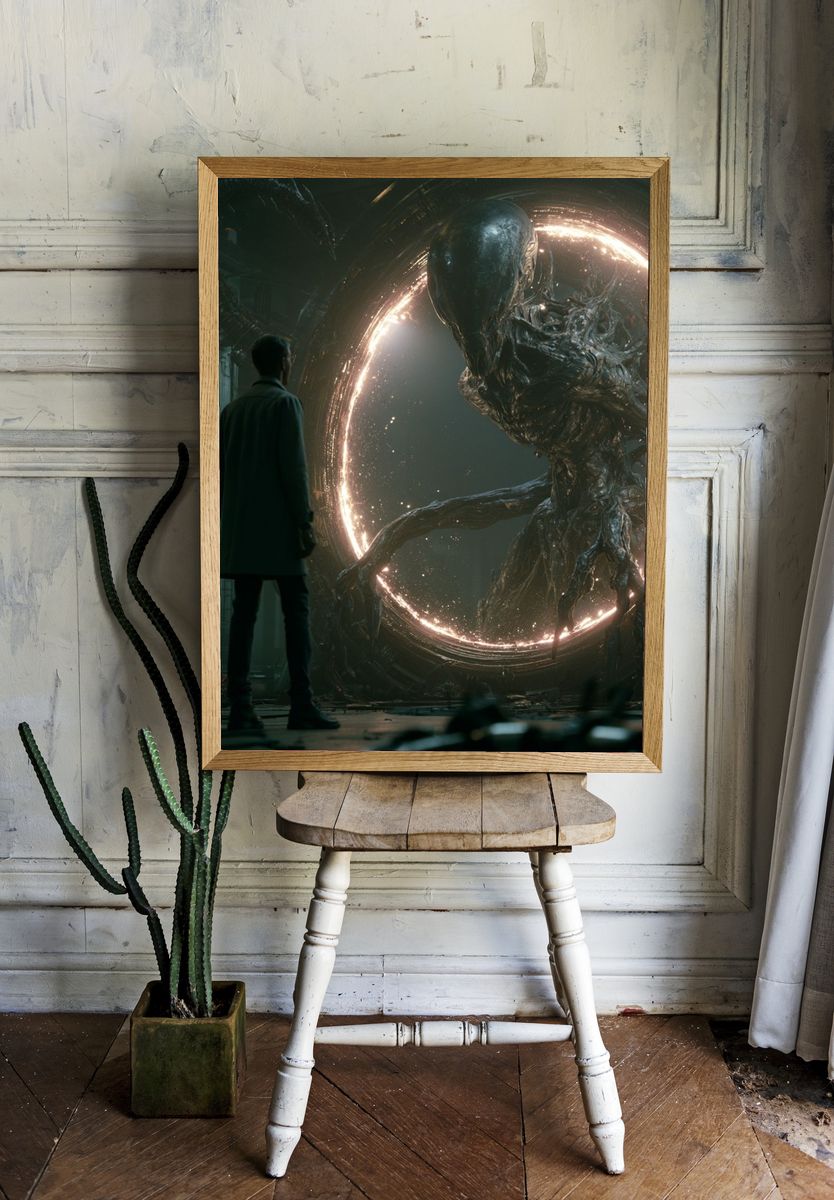 Alien Portal Encounter Sci-Fi Poster. room preview