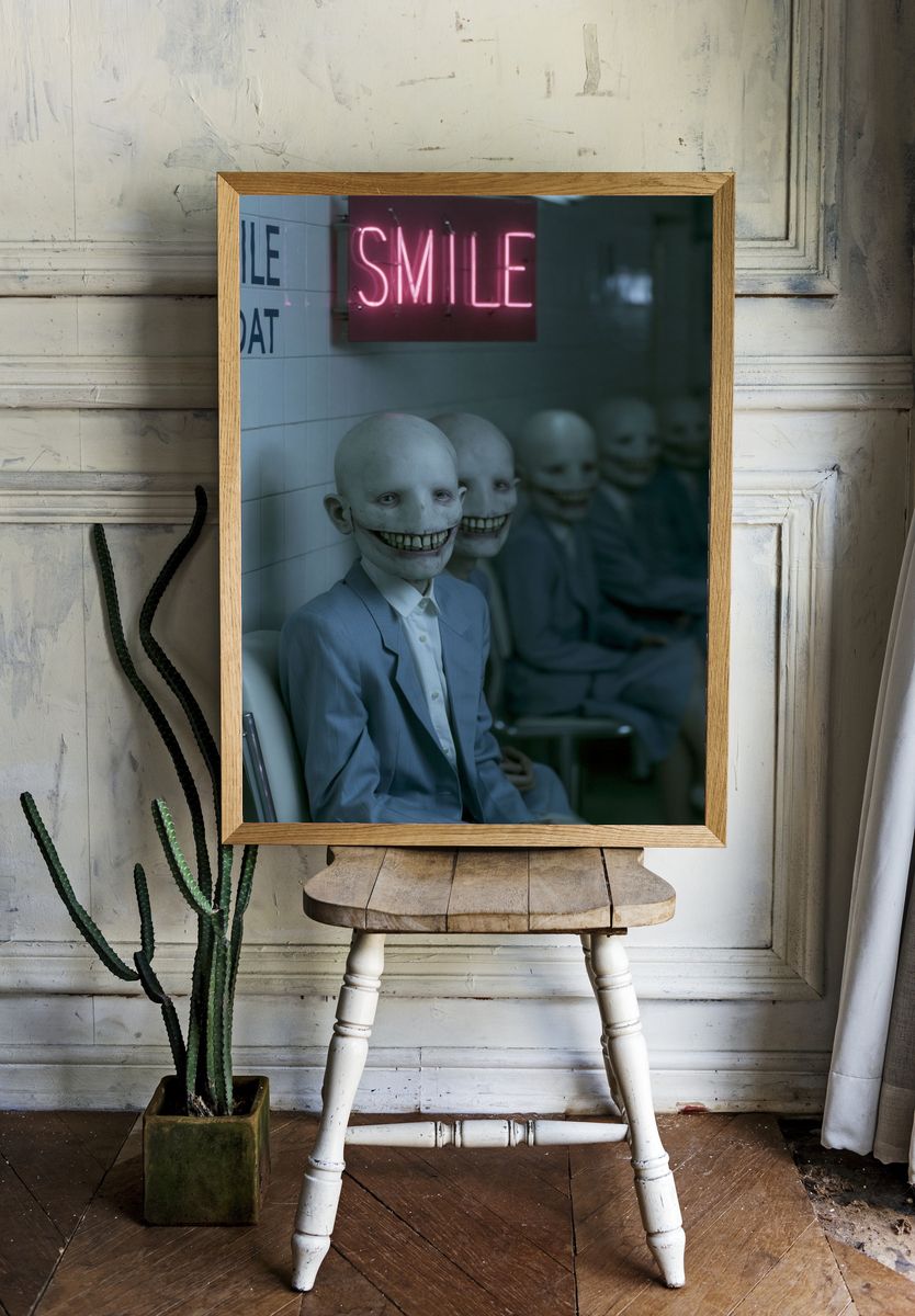 Neon Smile Horror Poster. room preview