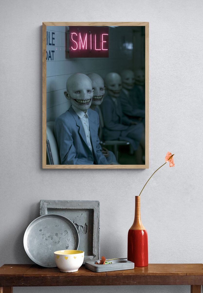 Neon Smile Horror Poster. — room view 3