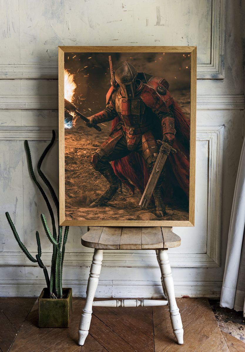 Sci-Fi Armored Warrior Action Poster. room preview