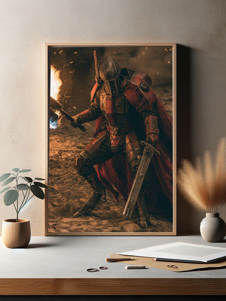 Sci-Fi Armored Warrior Action Poster. — room view 2