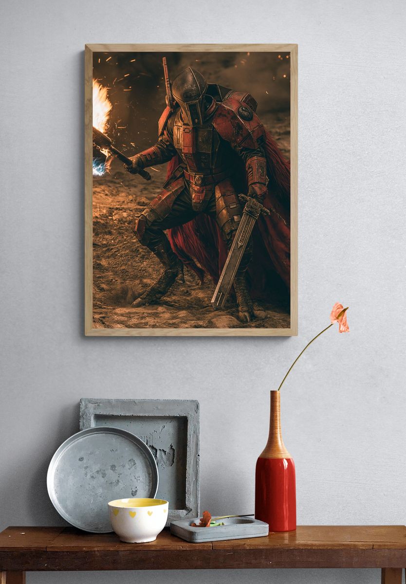 Sci-Fi Armored Warrior Action Poster. — room view 3