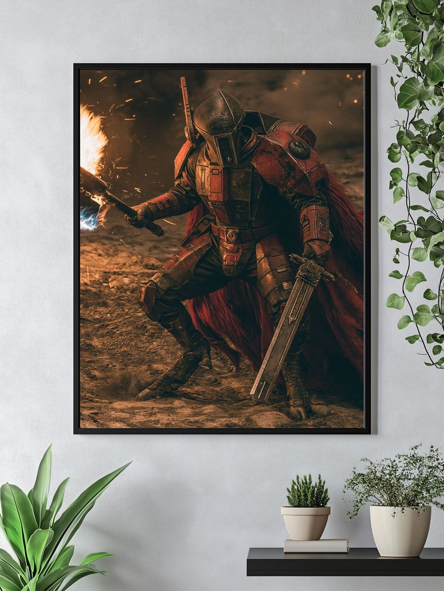 Sci-Fi Armored Warrior Action Poster. — room view 4