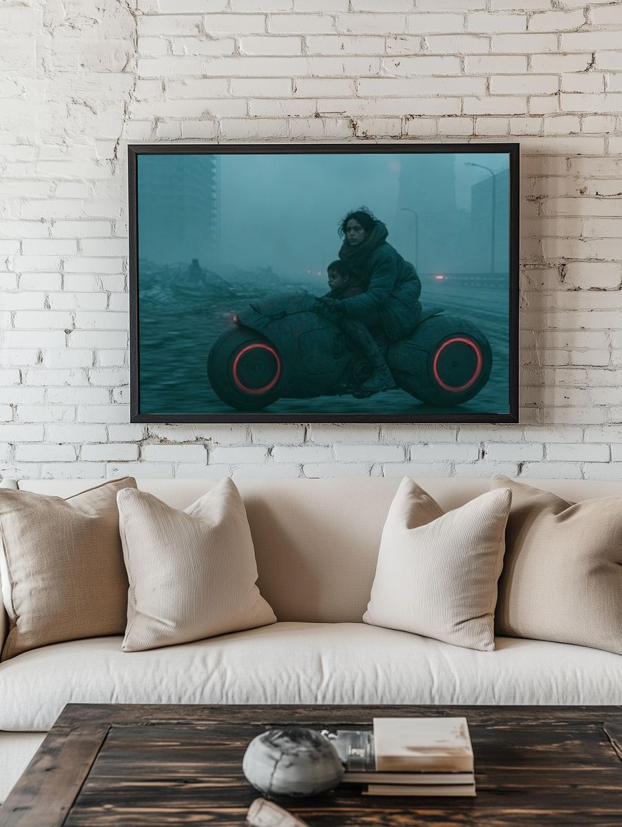 Futuristic Motorcycle Ride Poster. — room view 1