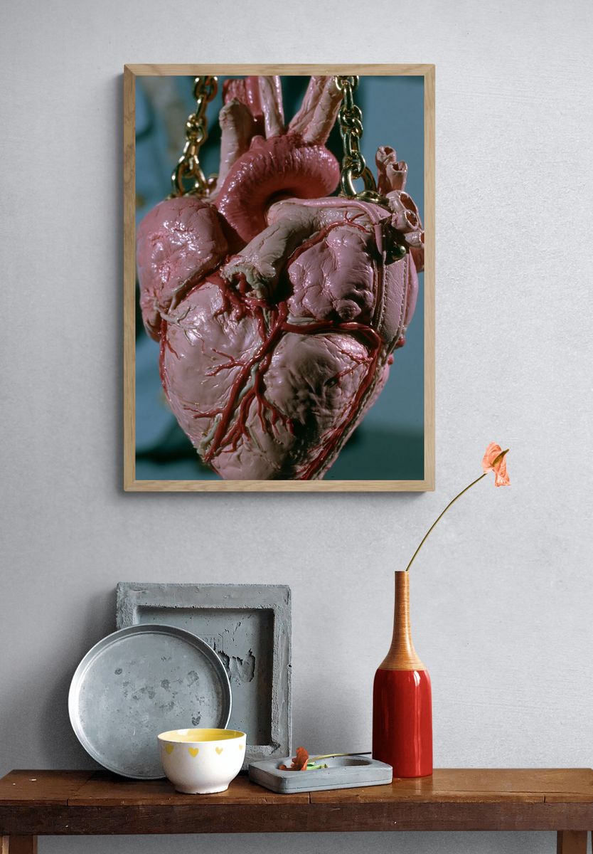 Suspended Anatomical Heart Horror Print. — room view 3