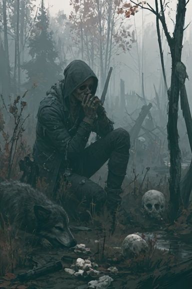 Hooded Figure in Foggy Forest Poster. poster — movies art