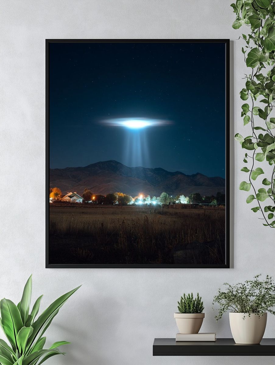 UFO Beam Over Mountains Poster. — room view 4